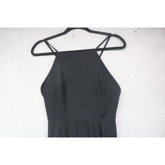 LuLus Halter Black Maxi Dress-Size Medium-Lined-Witchy-Goth - Picture 3 of 8